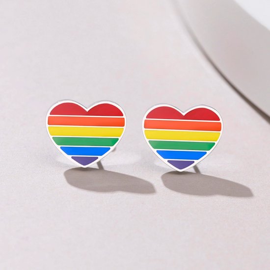 Hartjes oorbellen regenboog - Pride - LHBTIQA+