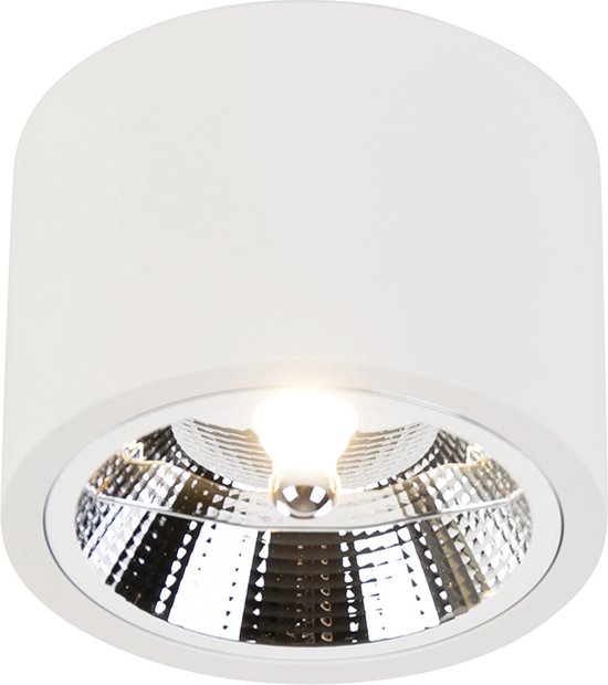 QAZQA expert - Moderne Plafondspot | Spotje | Opbouwspot - 1 lichts - Ø 12 cm - Wit - Woonkamer