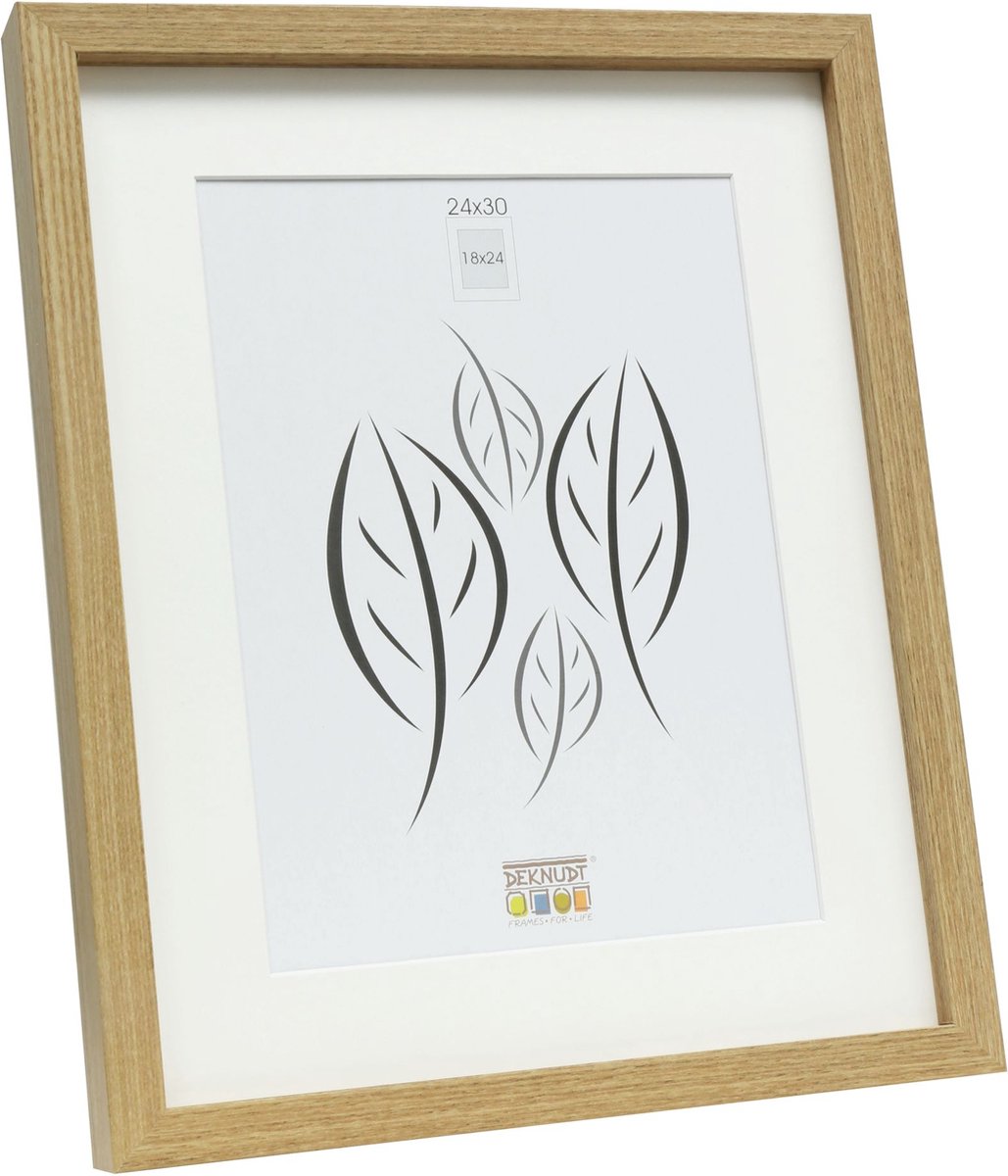 Deknudt Frames fotolijst - eik met passe-partout - 18x24 cm / 24x30 cm naturel