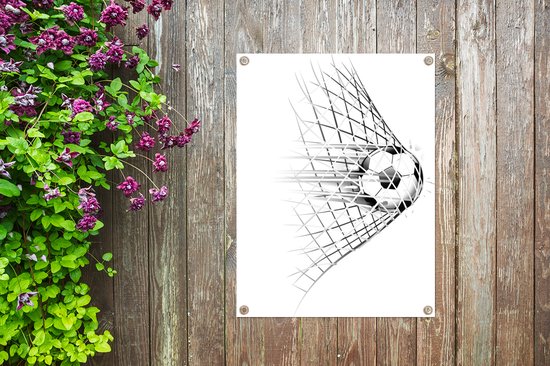 Décoration de Jardin un ballon de foot qui rentre dans le but - Garçons - Filles - Kids - 30x40 cm - Toile de jardin - Poster extérieur