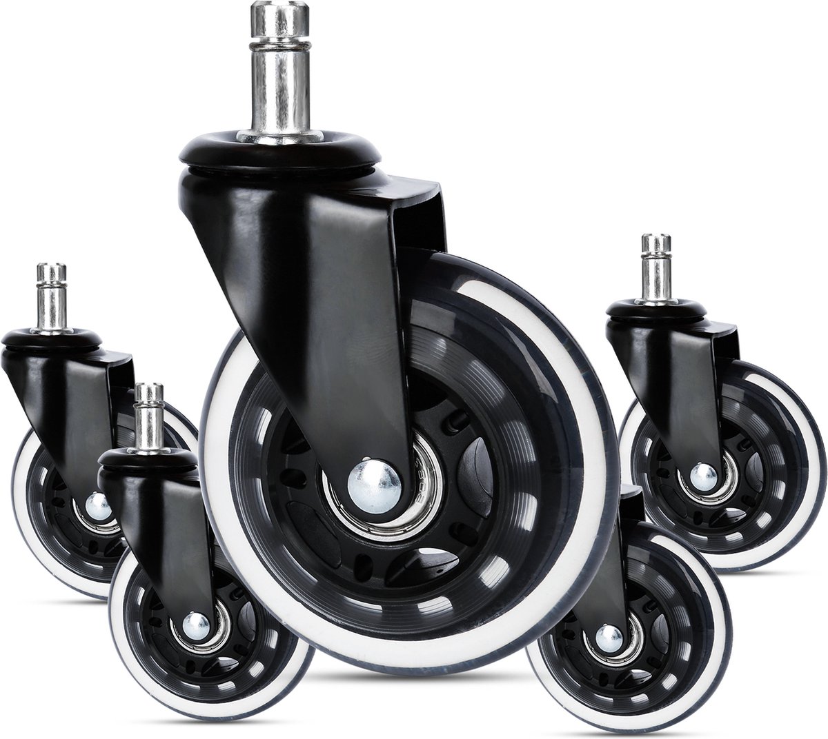 Bureaustoel wielen 65 mm - Set van 5 stuks
