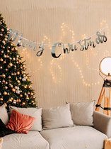 Slinger Kerst Zilver Glans – Merry Christmas - Vlag - Banner - Slinger - Guirlande | Kerstfeest - Kerst - Decoratie – Kerstversiering - Christmas - Feestdagen