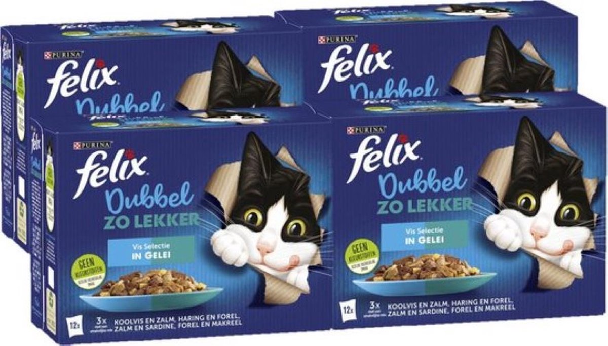 Felix Felix - Dubbel Zo Lekker Vis Selectie in Gelei - Kattenvoer - 12x85g