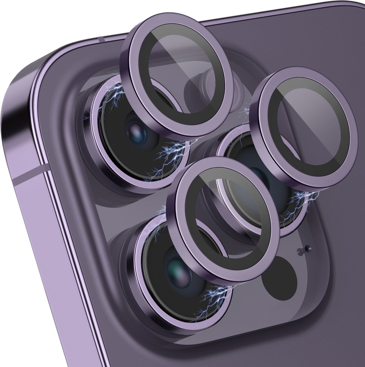 iPhone 14 Pro / 14 Pro Max Camera Lens Protector - Dieppaars - Camera Protector iPhone 14 Pro - Roestvrij Staal - Gehard Glas - Screenprotector