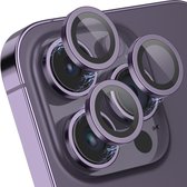 iPhone 14 Pro / 14 Pro Max Camera Lens Protector - Dieppaars - Eenvoudige Installatie - Camera Protector iPhone 14 Pro - Roestvrij Staal - Gehard Glas - Screenprotector
