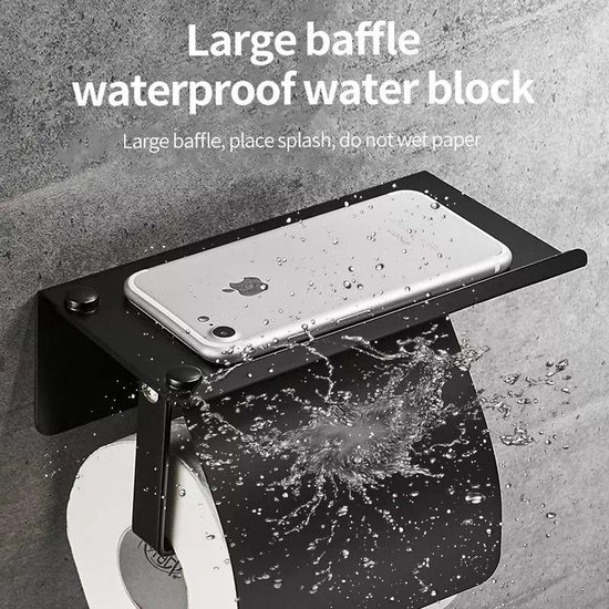 Orca Deluxe WC Rolhouder Zonder Boren - Toiletrolhouder Zelfklevend Wc Papier Houder Closetrolhouder Zwart Rvs