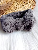 Little koekies - Teddy haarband met strik - Grijs - Winterhaarband - newborn - warme oren