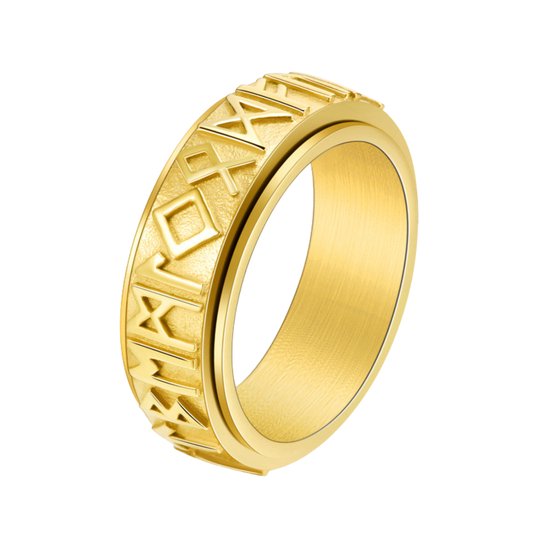 Anxiety Ring - (Noors) - Stress Ring - Fidget Ring - Draaibare Ring - Spinning Ring - Spinner Ring - Goud - (19.50 mm / maat 61)