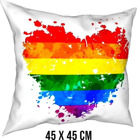Allernieuwste® Kussen Regenboog LGBTQIA+ - Kussenhoes polyester peach skin Perzikhuid - Kussenovertrek Graffiti - Kleur 45 x 45 cm
