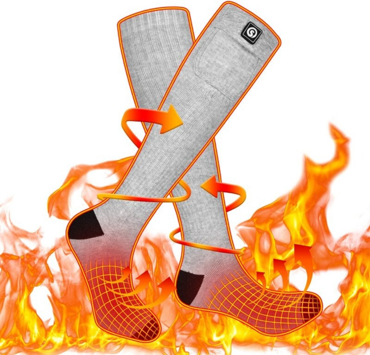LooMar Verwarmde Sokken Elektrisch - Verwarmde Sokken met Oplaadbare Accu - Elektrische sokken 3 Standen - Grijs Maat 42-46 (L)