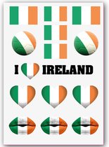 GlittersXL - Temporary Tattoo Ierland / Ireland (A5 formaat) [Neptattoo Tijdelijke tatoeage smink schmink versiering - Nep Fake Tattoos - Water overdraagbare festival sticker outfit Glitter Volwassenen Kinderen Jongen Meisje WK World Cup Voetbal