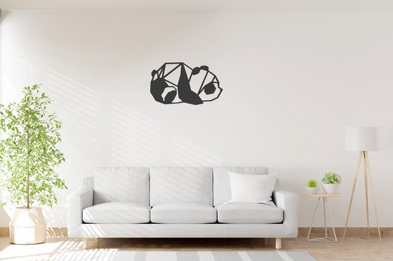 Geometrische Panda- Big - Wanddecoratie - Lasergesneden - Zwart - Geometrische dieren en vormen - Houten dieren - Muurdecoratie - Line art - Wall art