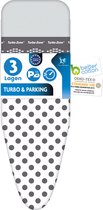 LaundrySpecialist planche à repasser Turbo & Parking Taille L/XL - Convient aux planches à repasser de max 140 x 52 cm - Housse à repasser avec zone Turbo et zone de stationnement - Pois