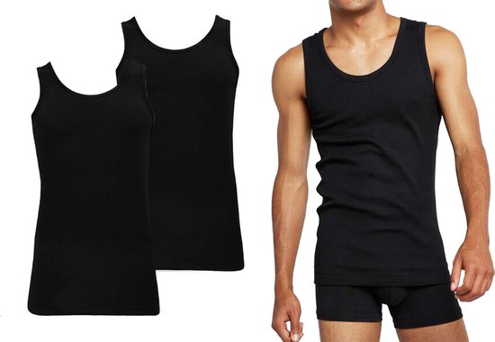 Bamboo - Hemden Heren - Onderhemd Heren - 2-pack - Zwart - XXL - Singlet Heren - Bamboe - Apollo — afbeelding 2