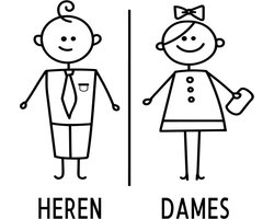 Deursticker Toilet - Wc - Quote - Heren - Dames - Horeca - Restaurant  - Kantoor