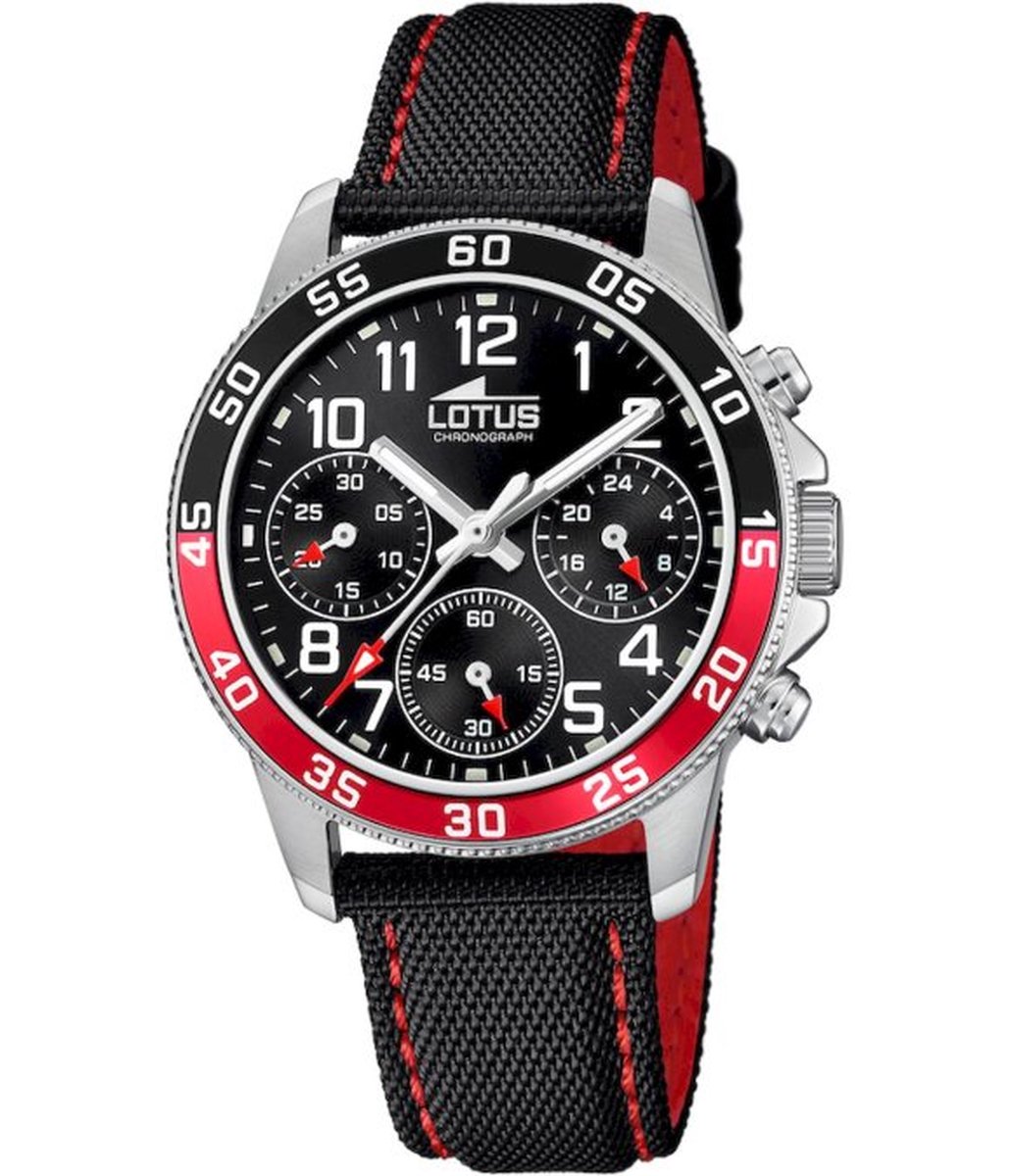Lotus Junior Horloge - Lotus mensen horloge - Zwart - diameter 36 mm - roestvrij staal