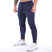 Gym Revolution - Pantalon de survêtement homme - Pantalon de survêtement homme - Pantalon de survêtement homme adulte - Pantalon de survêtement - Pantalon de sport homme - Pantalon de sport long - Fermeture éclair - Ajusté - Taille S - Blauw