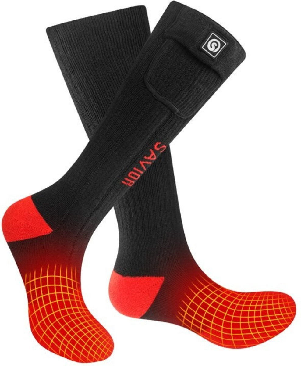 LooMar Verwarmde Sokken Elektrisch - Verwarmde Sokken met Oplaadbare Accu - Elektrische sokken 3 Standen - Zwart Maat 34-36 (XS)