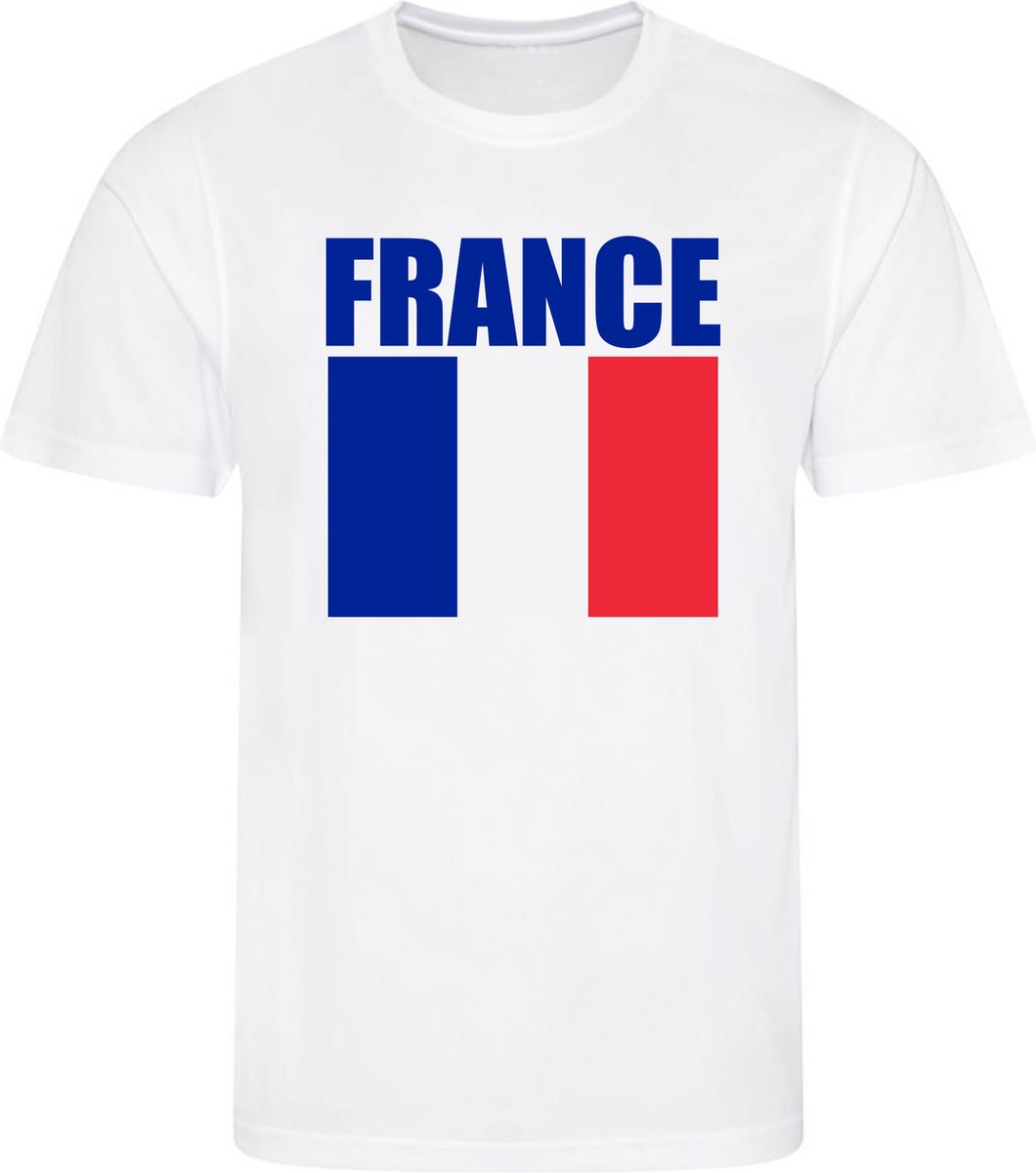WK - Frankrijk - France - T-shirt Wit - Voetbalshirt - Maat: S - Wereldkampioenschap voetbal