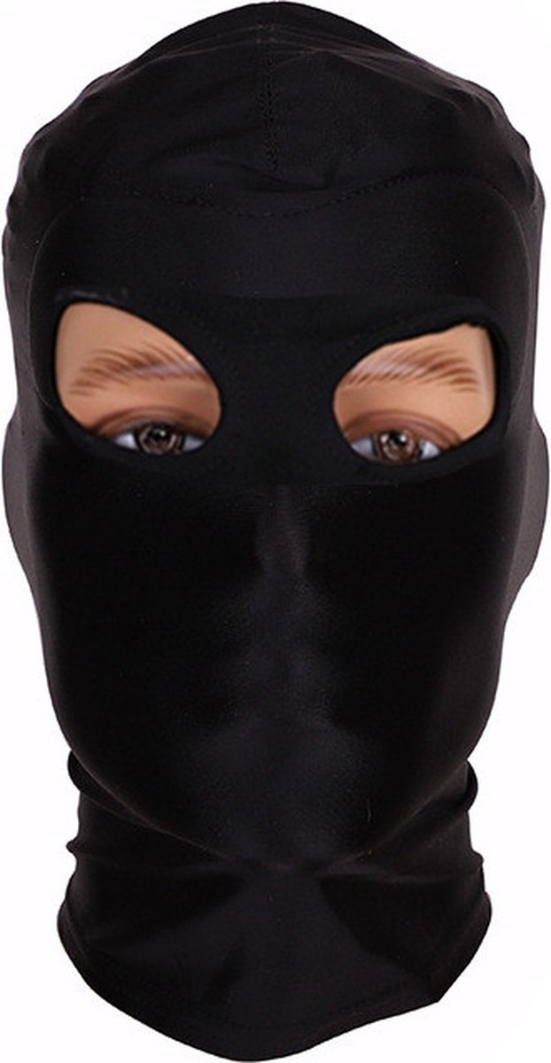 Polyester hoofdmasker met ooggaten - zwart