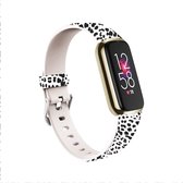 By Qubix - Geschikt voor fitbit luxe bandje - Sportbandje met print - Maat: Large - Zwart-wit Smartwatchbandje horlogeband polsband Armband Strap Band