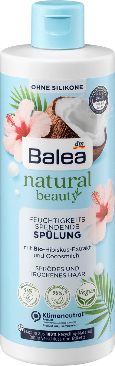 Balea Crèmespoeling Natural Beauty Biologisch hibiscusextract en kokosmelk, 350 ml