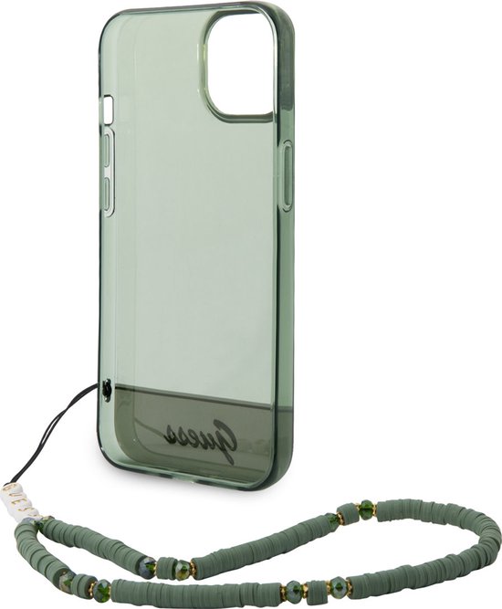 Coque Guess pour iPhone 14 Plus - Coque arrière - Transparente - avec cordon - Vert
