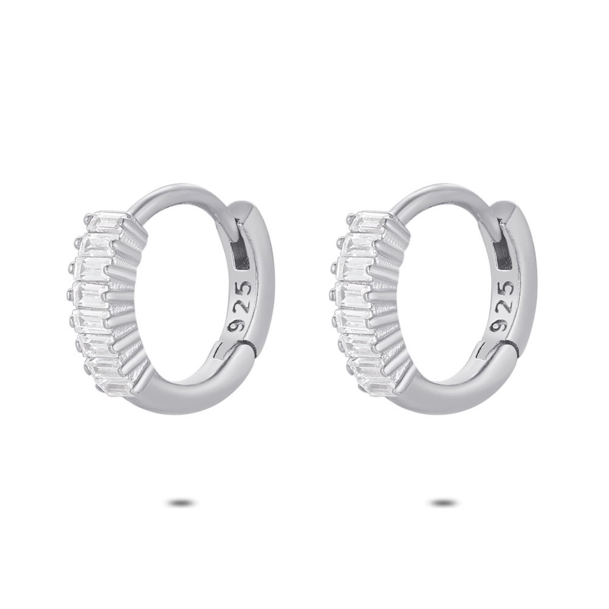 Twice As Nice Oorbellen in zilver, ooring, 8 baguette zirkonia