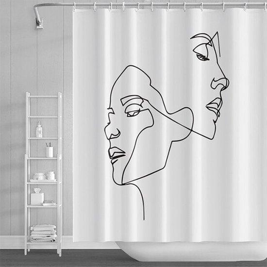 Douchegordijn Mats 180x180 cm met ringen bol