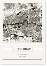 Stadskaart Rotterdam - Plattegrond Rotterdam – city map – Dibond muurdecoratie 30 x 40 cm