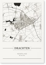 Stadskaart Drachten - Plattegrond Drachten – city map – Dibond muurdecoratie 30 x 40 cm