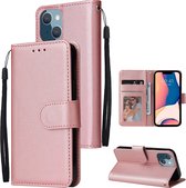 Mobigear Telefoonhoesje geschikt voor Apple iPhone 14 Plus Hoesje | Mobigear Wallet Bookcase Portemonnee | Pasjeshouder voor 2 Pasjes | Telefoonhoesje voor Pinpas / OV Kaart / Rijbewijs - Roségoud