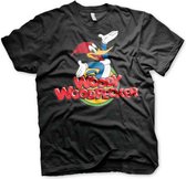 Woody Woodpecker Unisex Tshirt -L- Classic Logo Zwart