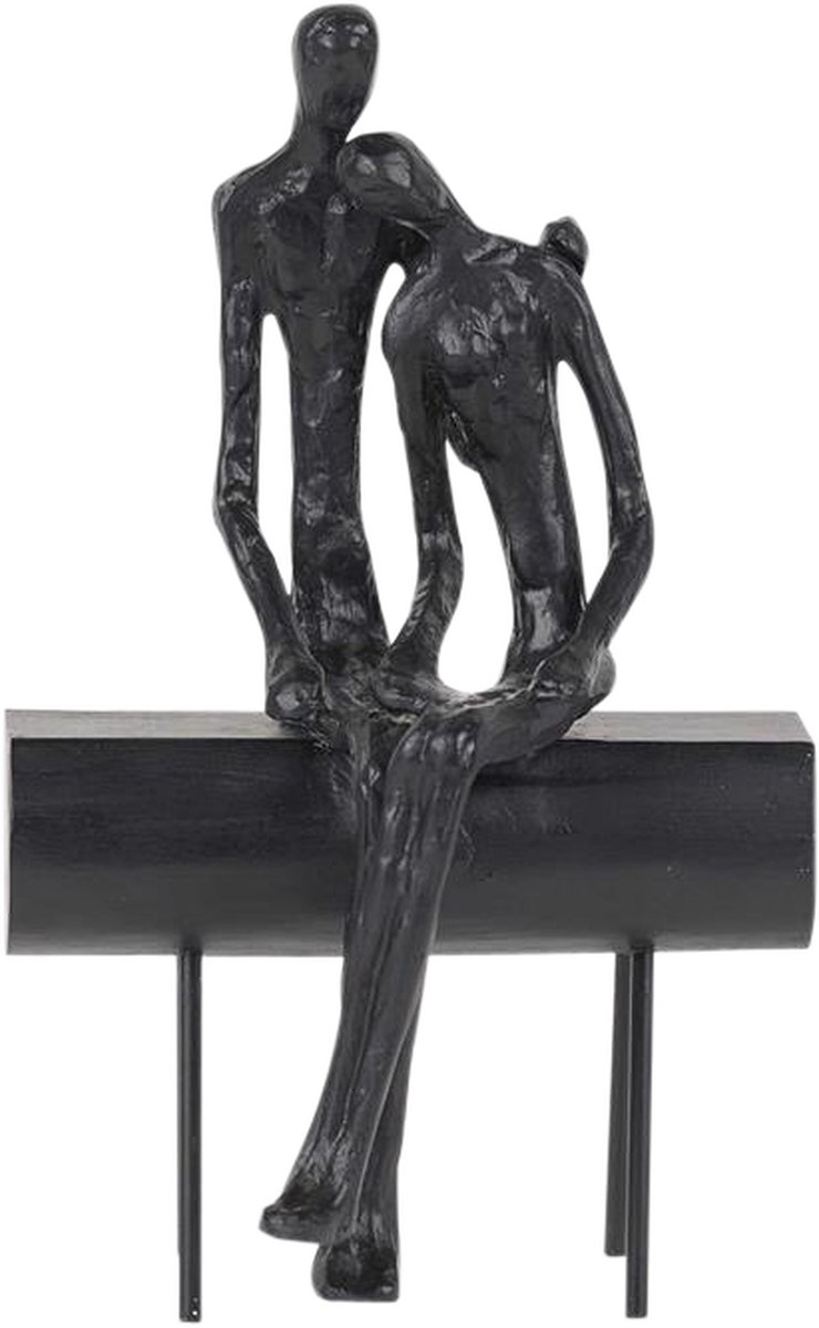 Rasteli Decoratief beeld "stelletje op bankje" Metaal Zwart L 16,5 B 13 x H 31,5 cm