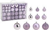 100x morceaux de boules de Noël en plastique violet lilas 3, 4 et 6 cm