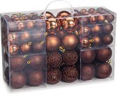 Wurm Kerstballen - 100st - kunststof - bruin - 3-4-6 cm