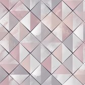 Dutch Wallcoverings - Pop- ruit roze/grijs - vliesbehang - 10m x 53cm - M467-03