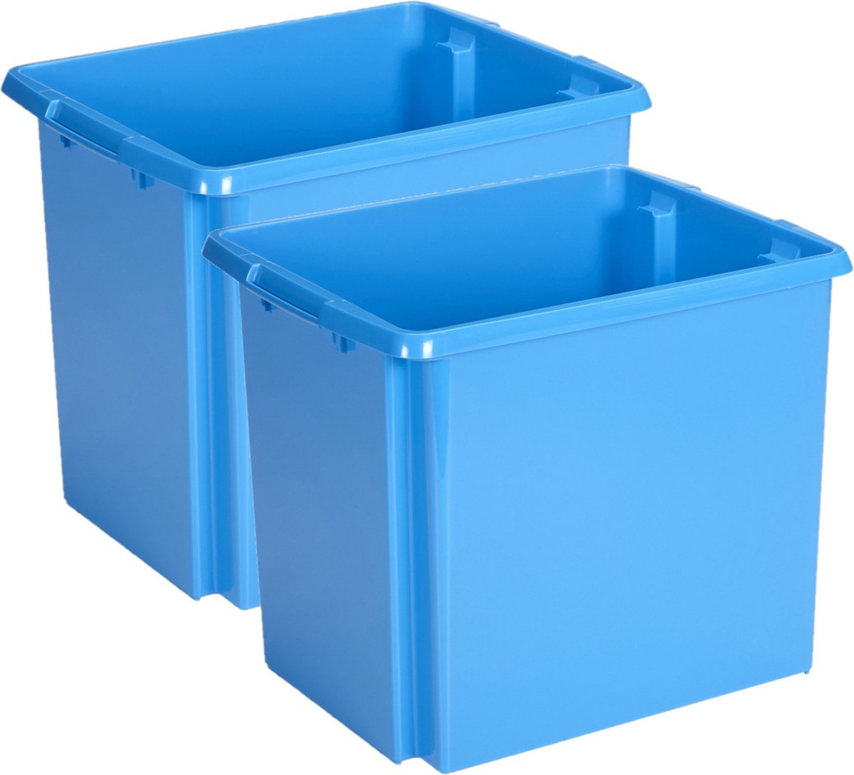 Sunware Opslagbox Nesta - 2x - kunststof - 45L - blauw - 45 x 36 x 36 cm - stapelbaar