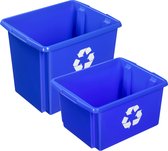 Sunware opslagboxen kunststof blauw set van 4x in formaten 32 en 45 liter