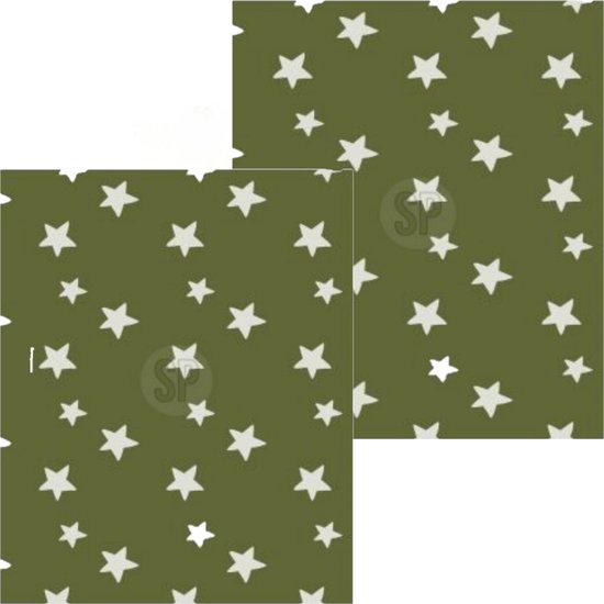 Fleece dekens/plaids - 2x - marine groen met sterren - 130 x 170 cm