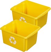 Sunware Opslagbox - 4 stuks - kunststof 32 liter geel 45 x 36 x 24 cm