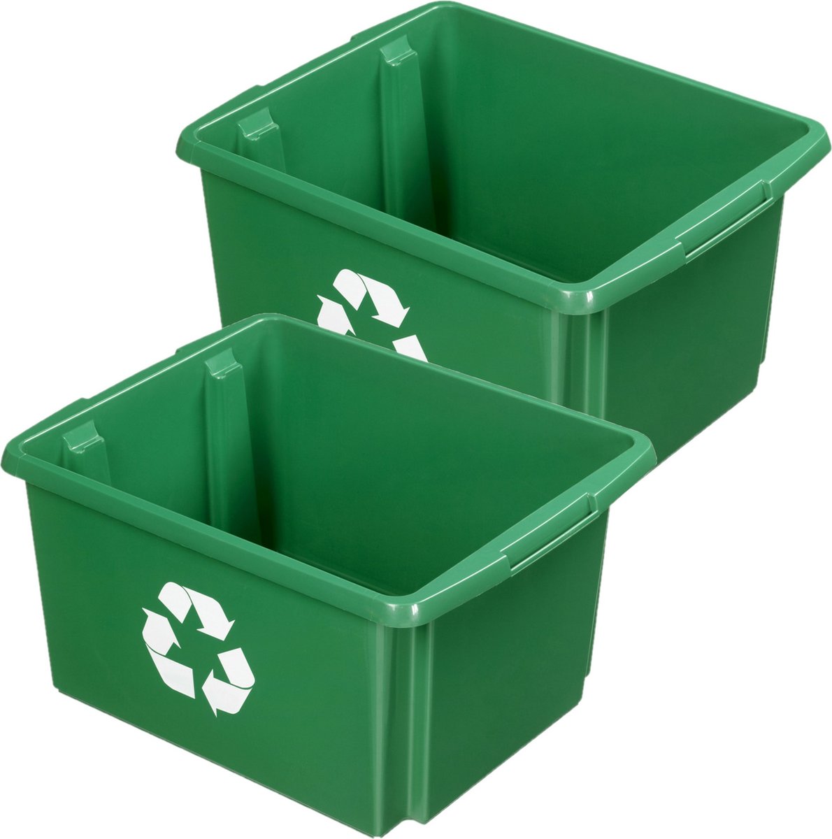 Sunware opslagbox - 2x - groen - 32 liter - 45 x 36 x 24 cm - kunststof - opbergbox