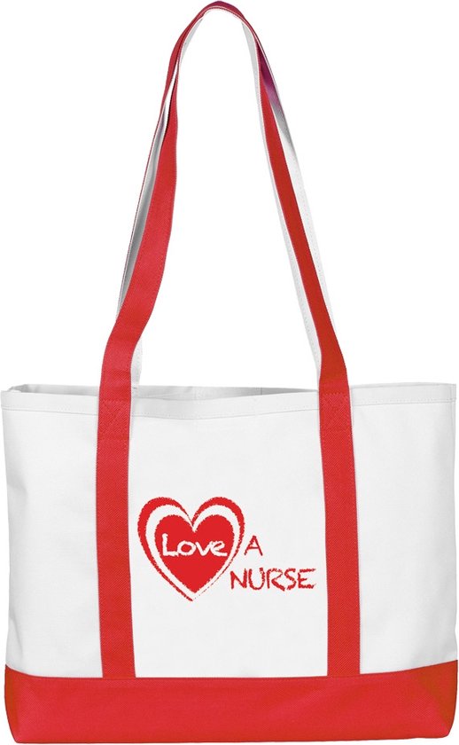 Prestige Medical Draagtas Canvas "Love a Nurse" - Zorg - Zuster Tas - Cadeau - Verpleegster Accessoires