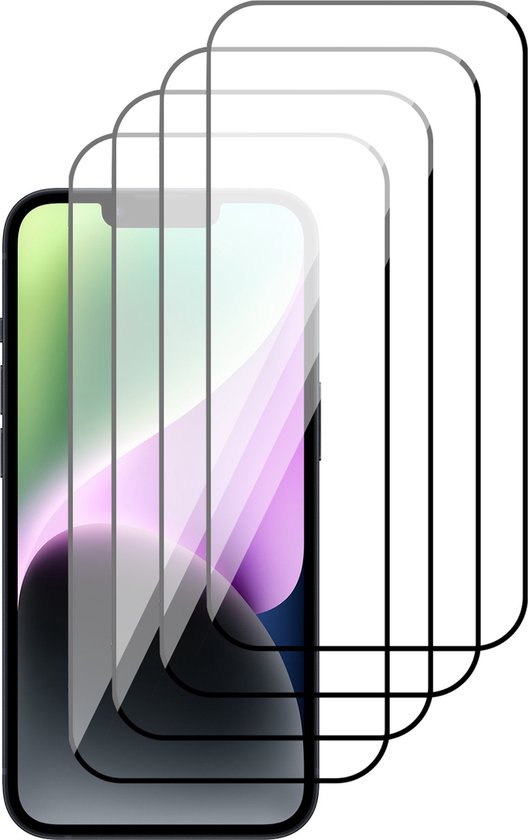 Screenprotector geschikt voor iPhone 14 - Gehard Glas Beschermglas Tempered Glass Volledig Dekkende Screen Protector - 4 Stuks