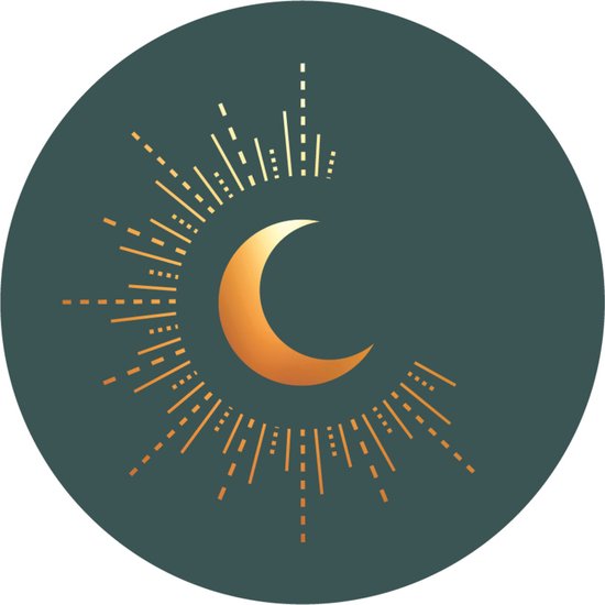 Muurcirkel – wandcirkel – goud – maan - ⌀ 25 cm - wanddecoratie - wallcircle - ronde schilderijen - Coszy