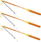 Lampionstokjes - 3x - oranje/geel met lichtje - 39 cm