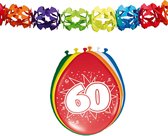 Folat Party 60e jaar verjaardag feestartikelen versiering - 16x ballonnen/2x slingers van 6 meter