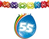 Folat Party 55e jaar verjaardag feestartikelen versiering - 16x ballonnen/2x slingers van 6 meter