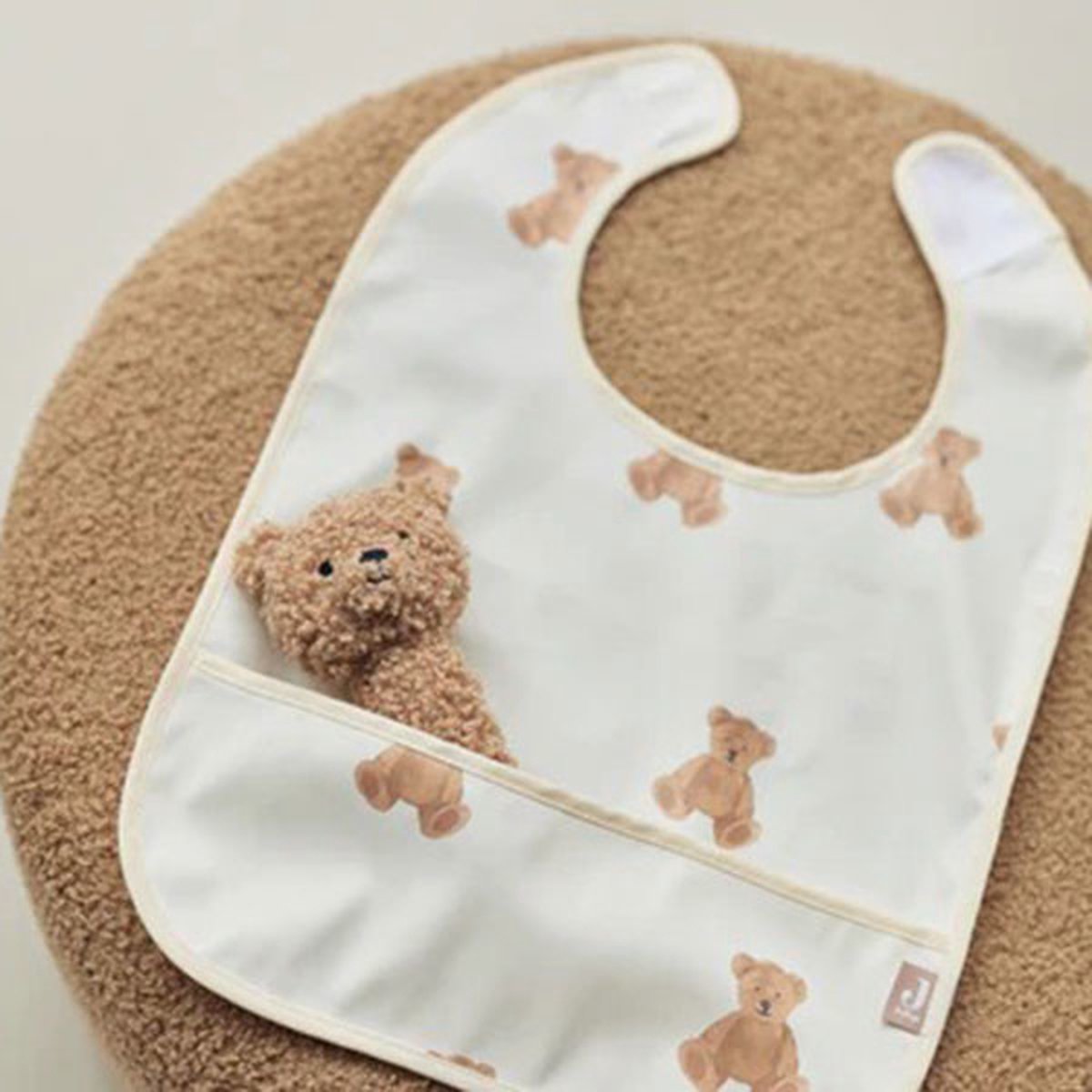 Goedkoopste Jollein - Slab Waterproof (Teddy Bear) - Polyester - Polyurethaan - Slabbetjes Baby - 2 Stuks - 40 cm