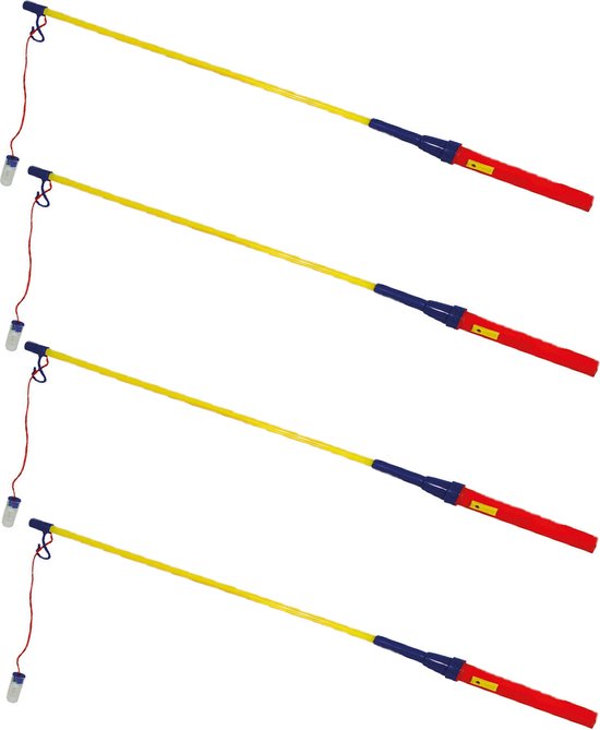 Lampionstokjes - 10x - rood/blauw/geel - met lichtje - 50 cm